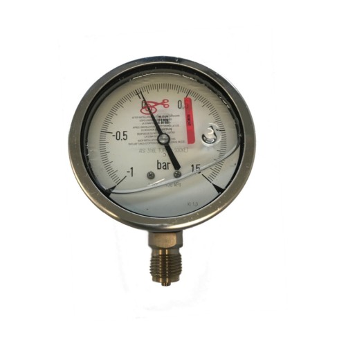 Vacuummeter 1/2"" x Ø100. -1 - 1,5 bar.