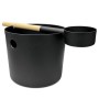 Sauna bucket with ladle, Black & white