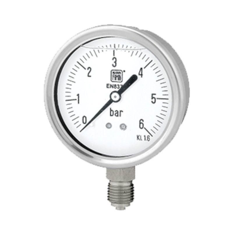Manometer Ø63 med ¼” gevind nedaf  med glycerin