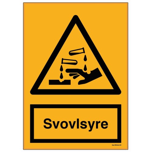 Hazard label, Sulfuric acid. size A4