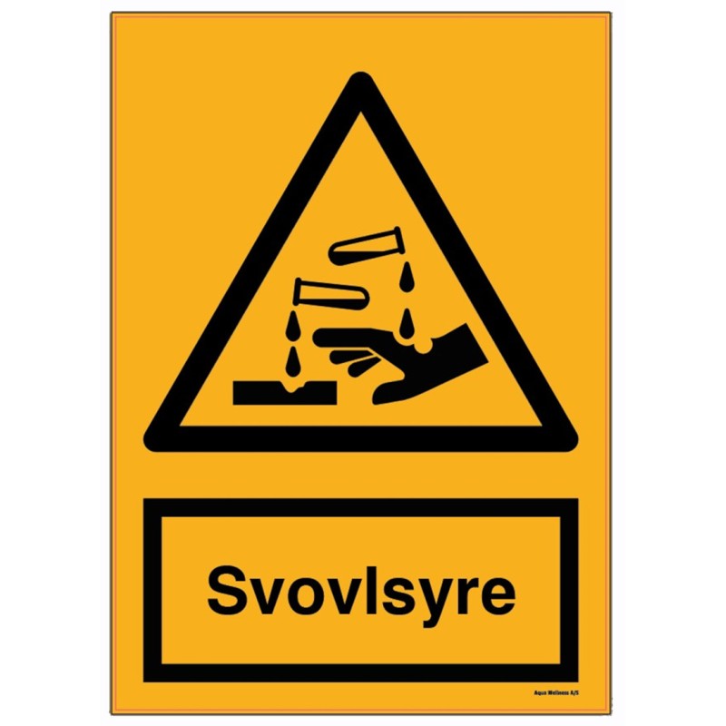 Danger label, Sulfuric acid. size A4